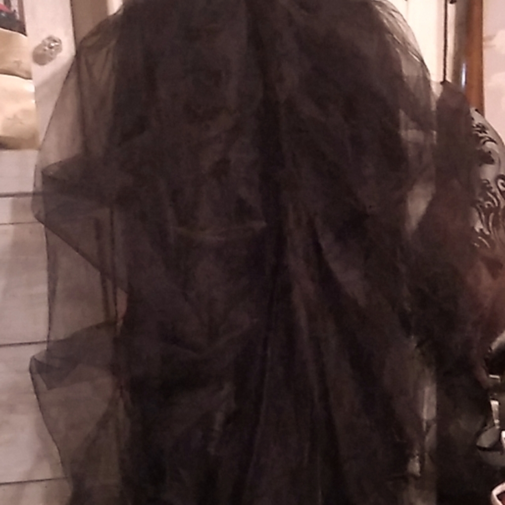 Black long skirt with netting on outside